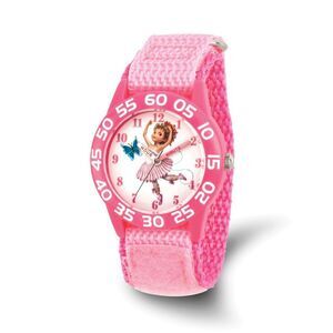 Disney Girls Fancy Nancy Pink Velcro Band Time Teacher Watch